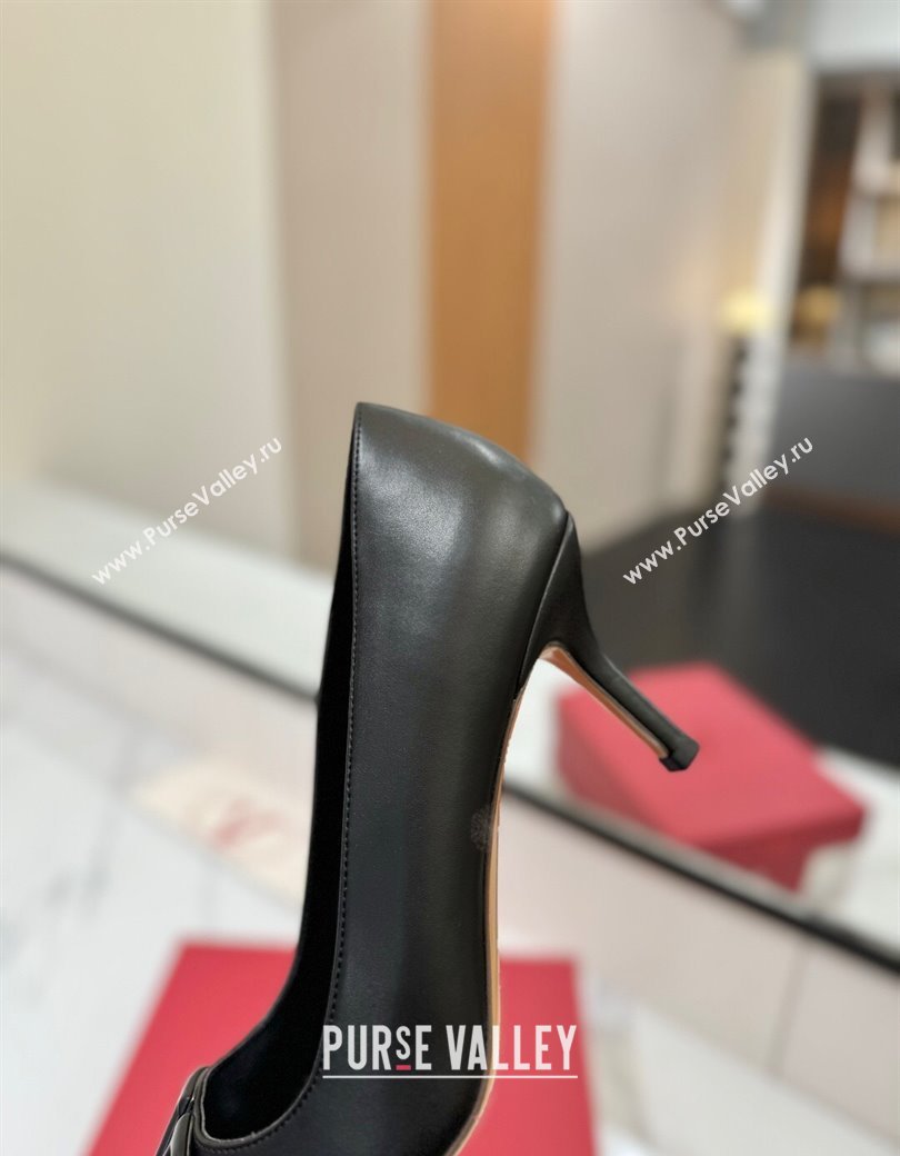 Valentino VLogo Signature Pumps 7.5cm in Calfskin Leather All Black 2025 VA082104 (MD-250821027)