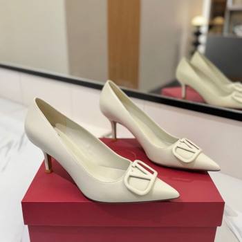Valentino VLogo Signature Pumps 7.5cm in Calfskin Leather All White 2025 VA082104 (MD-250821028)
