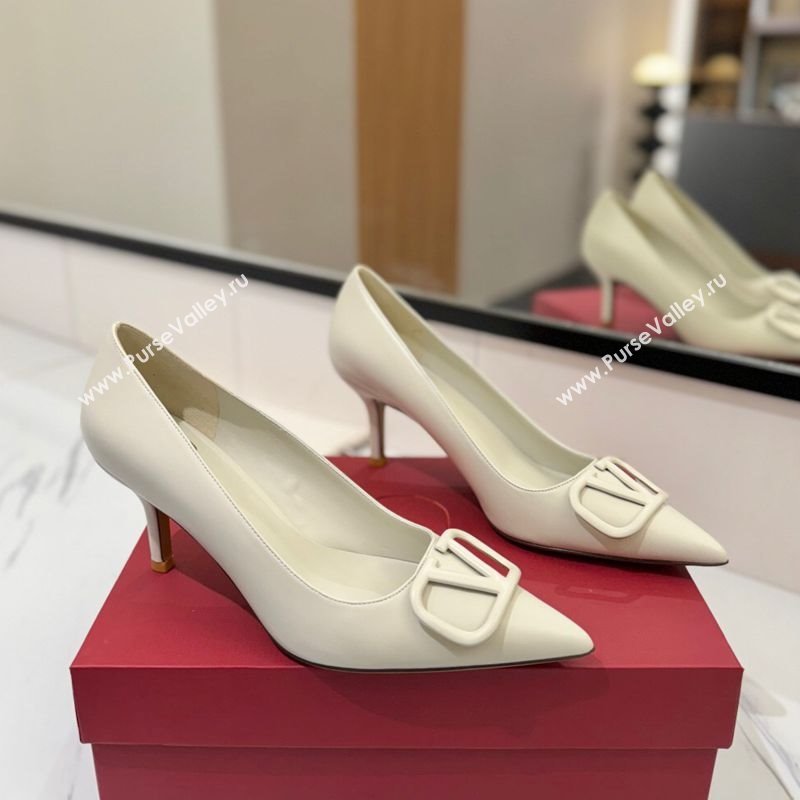 Valentino VLogo Signature Pumps 7.5cm in Calfskin Leather All White 2025 VA082104 (MD-250821028)