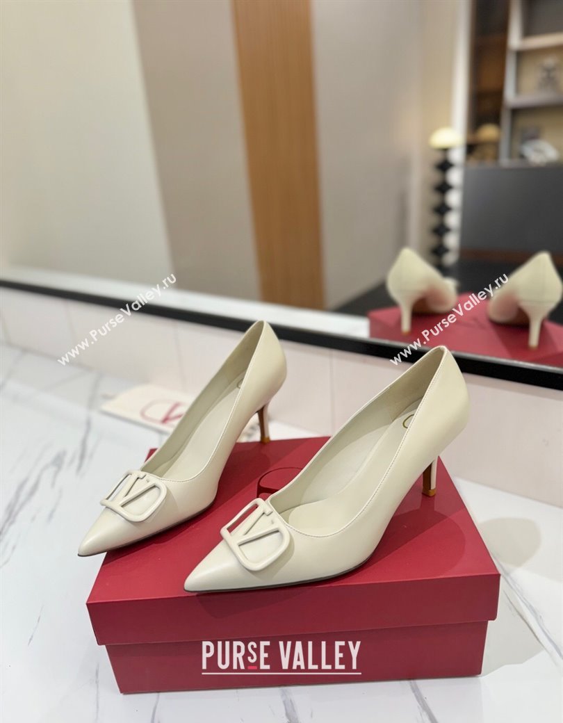 Valentino VLogo Signature Pumps 7.5cm in Calfskin Leather All White 2025 VA082104 (MD-250821028)