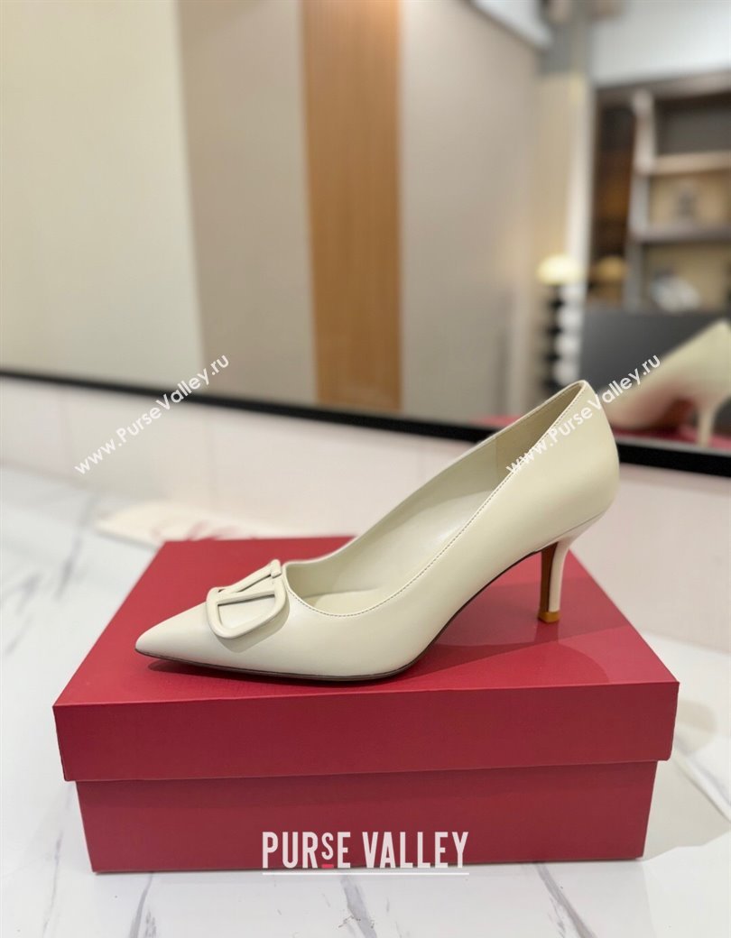 Valentino VLogo Signature Pumps 7.5cm in Calfskin Leather All White 2025 VA082104 (MD-250821028)
