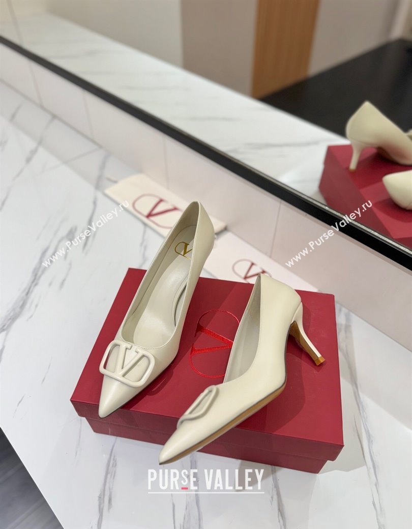 Valentino VLogo Signature Pumps 7.5cm in Calfskin Leather All White 2025 VA082104 (MD-250821028)