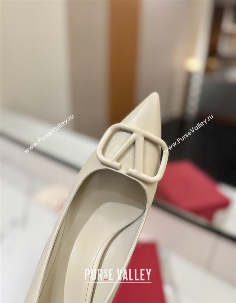 Valentino VLogo Signature Pumps 7.5cm in Calfskin Leather All White 2025 VA082104 (MD-250821028)