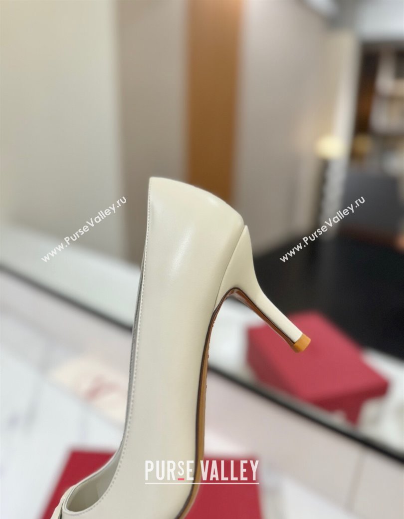 Valentino VLogo Signature Pumps 7.5cm in Calfskin Leather All White 2025 VA082104 (MD-250821028)