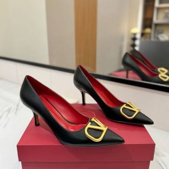 Valentino VLogo Signature Pumps 7.5cm in Calfskin Leather Black2 2025 VA082104 (MD-250821029)