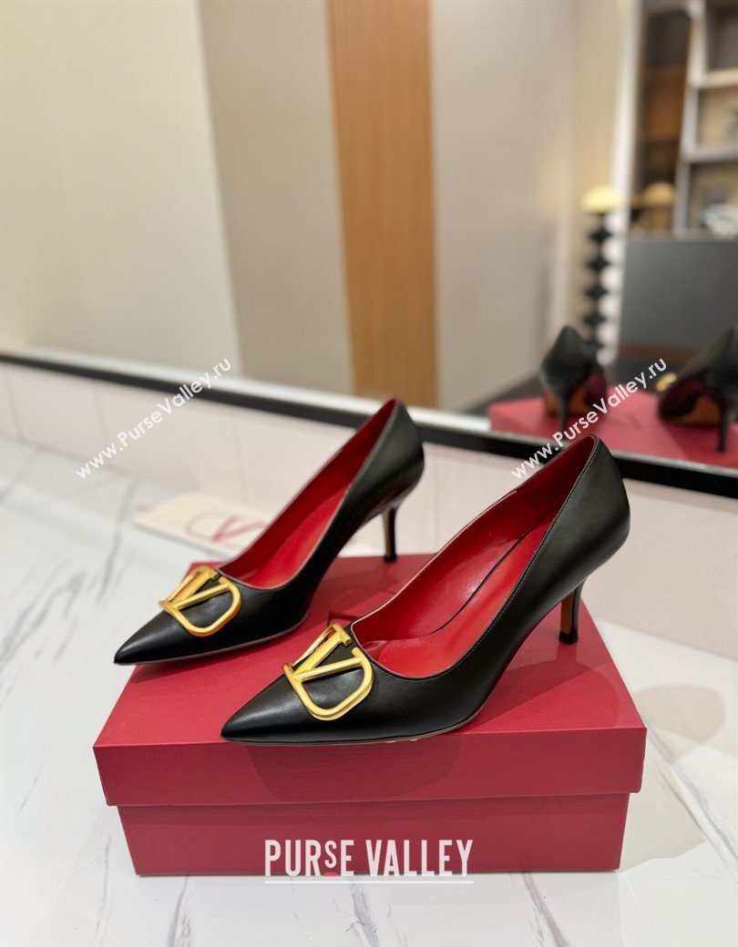 Valentino VLogo Signature Pumps 7.5cm in Calfskin Leather Black2 2025 VA082104 (MD-250821029)