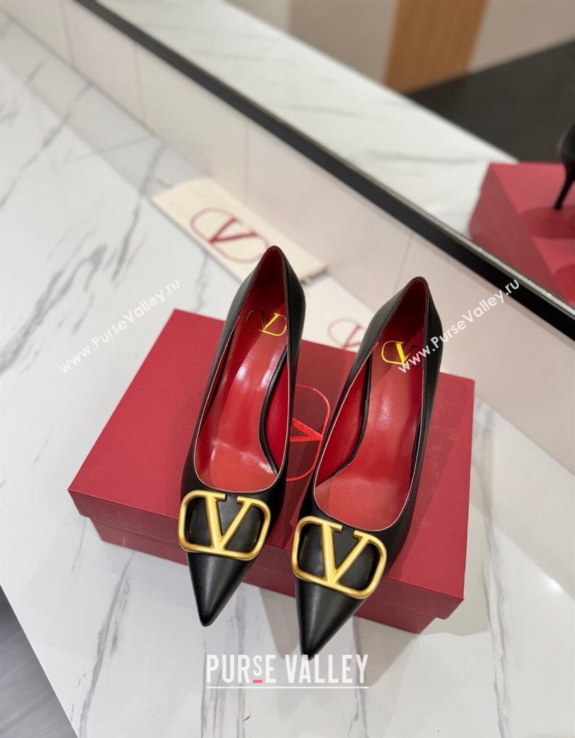 Valentino VLogo Signature Pumps 7.5cm in Calfskin Leather Black2 2025 VA082104 (MD-250821029)