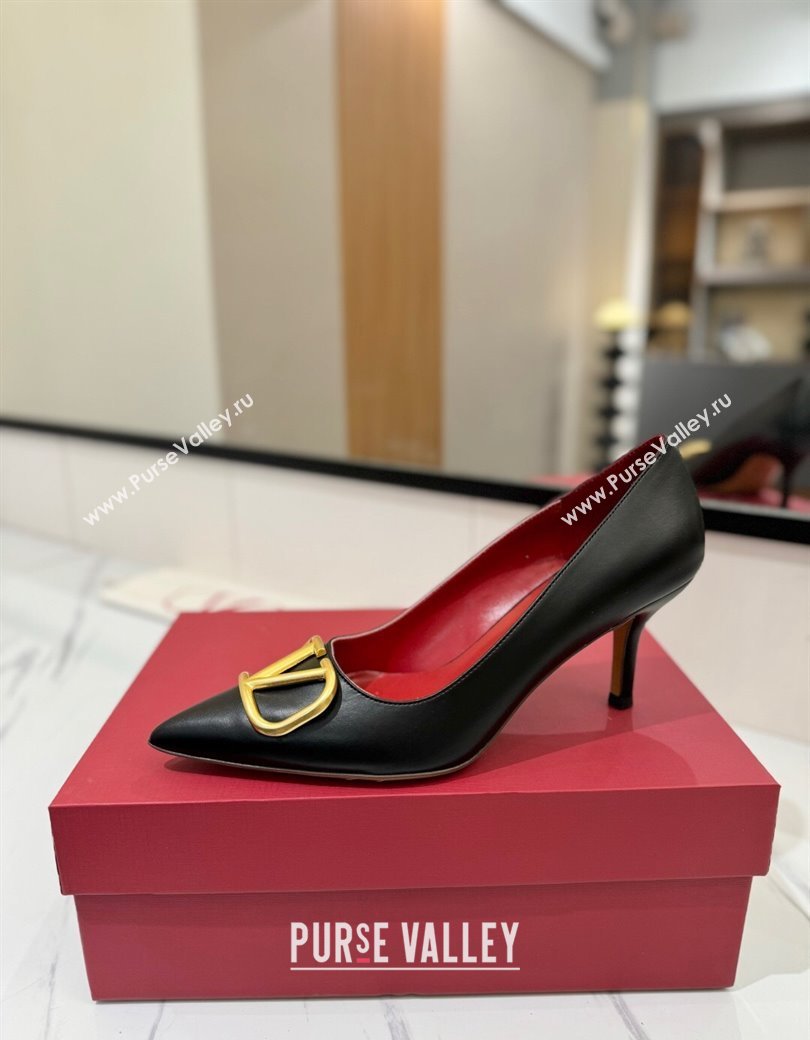 Valentino VLogo Signature Pumps 7.5cm in Calfskin Leather Black2 2025 VA082104 (MD-250821029)