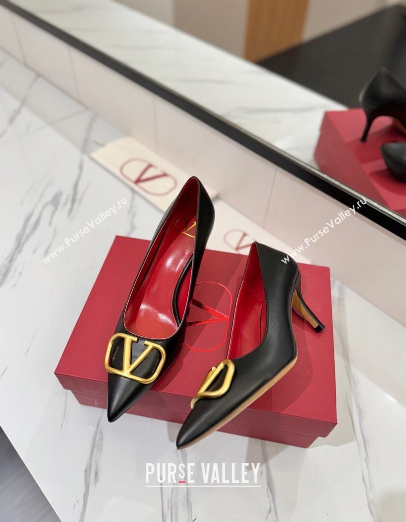 Valentino VLogo Signature Pumps 7.5cm in Calfskin Leather Black2 2025 VA082104 (MD-250821029)