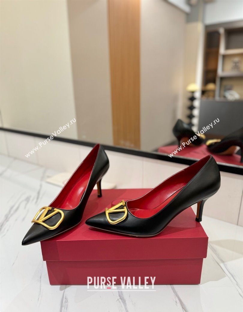Valentino VLogo Signature Pumps 7.5cm in Calfskin Leather Black2 2025 VA082104 (MD-250821029)