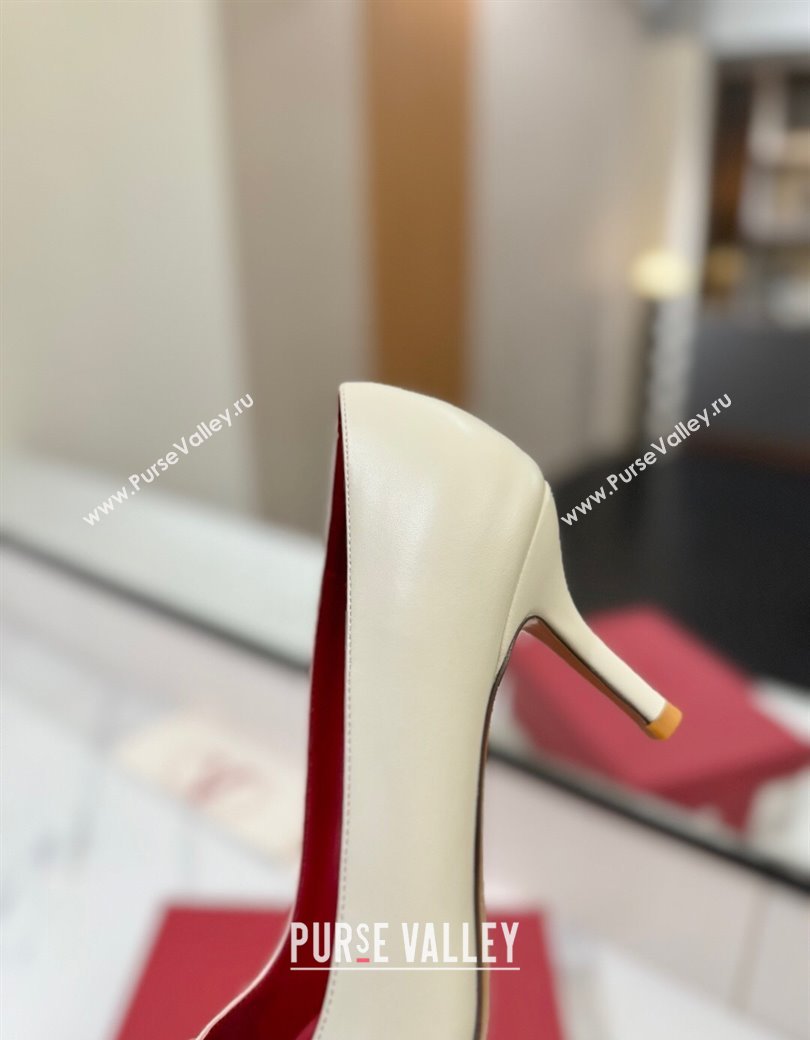 Valentino VLogo Signature Pumps 7.5cm in Calfskin Leather White/Gold 2025 VA082104 (MD-250821030)