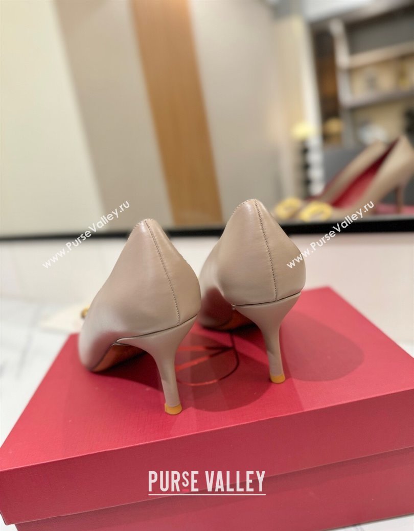 Valentino VLogo Signature Pumps 7.5cm in Calfskin Leather Dusty Beige 2025 VA082104 (MD-250821031)