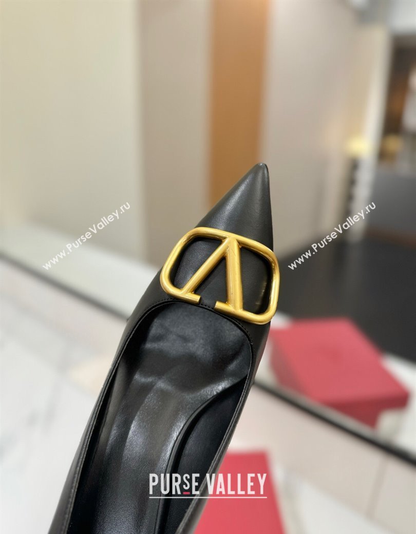 Valentino VLogo Signature Pumps 7.5cm in Calfskin Leather Black/Gold 2025 VA082104 (MD-250821032)
