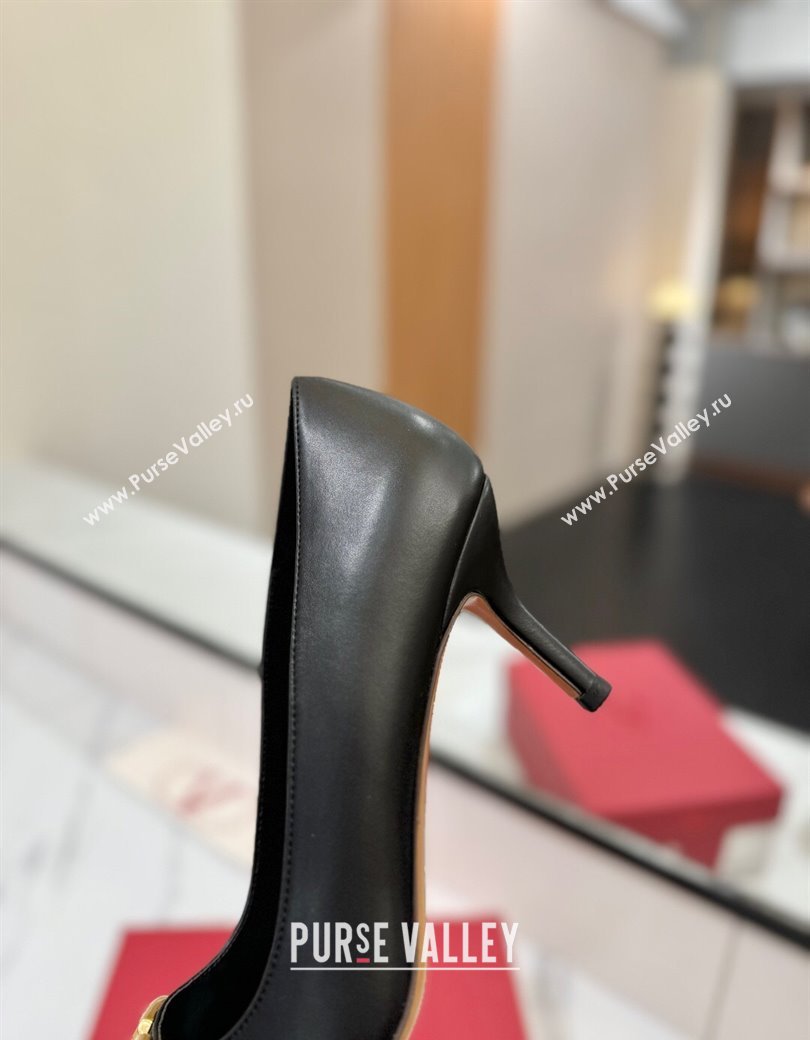 Valentino VLogo Signature Pumps 7.5cm in Calfskin Leather Black/Gold 2025 VA082104 (MD-250821032)