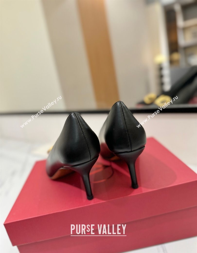 Valentino VLogo Signature Pumps 7.5cm in Calfskin Leather Black/Gold 2025 VA082104 (MD-250821032)