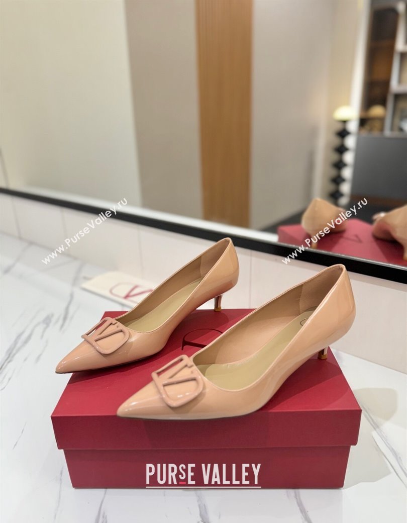 Valentino VLogo Signature Pumps 4.5cm in Patent Calfskin Pale Pink 2025 VA082104 (MD-250821037)