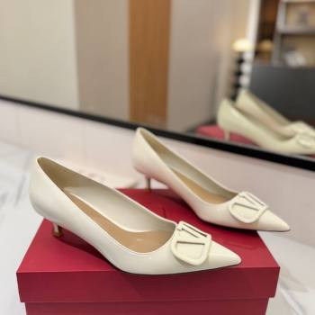 Valentino VLogo Signature Pumps 4.5cm in Patent Calfskin White 2025 VA082104 (MD-250821038)