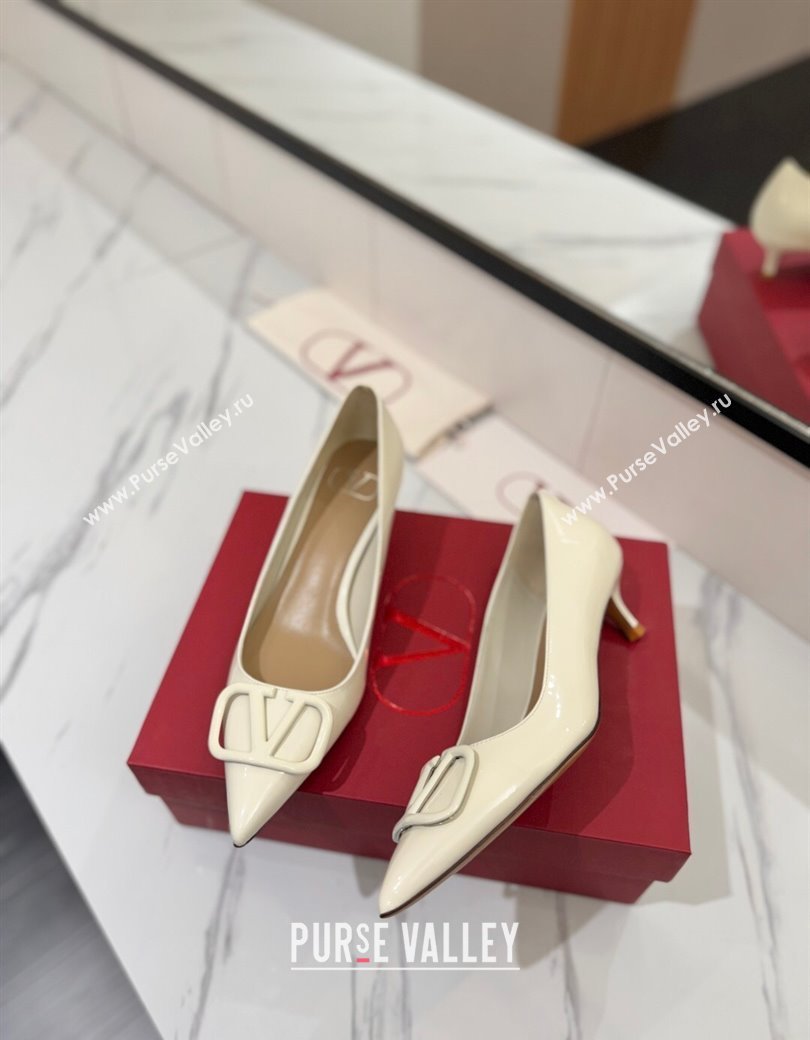 Valentino VLogo Signature Pumps 4.5cm in Patent Calfskin White 2025 VA082104 (MD-250821038)