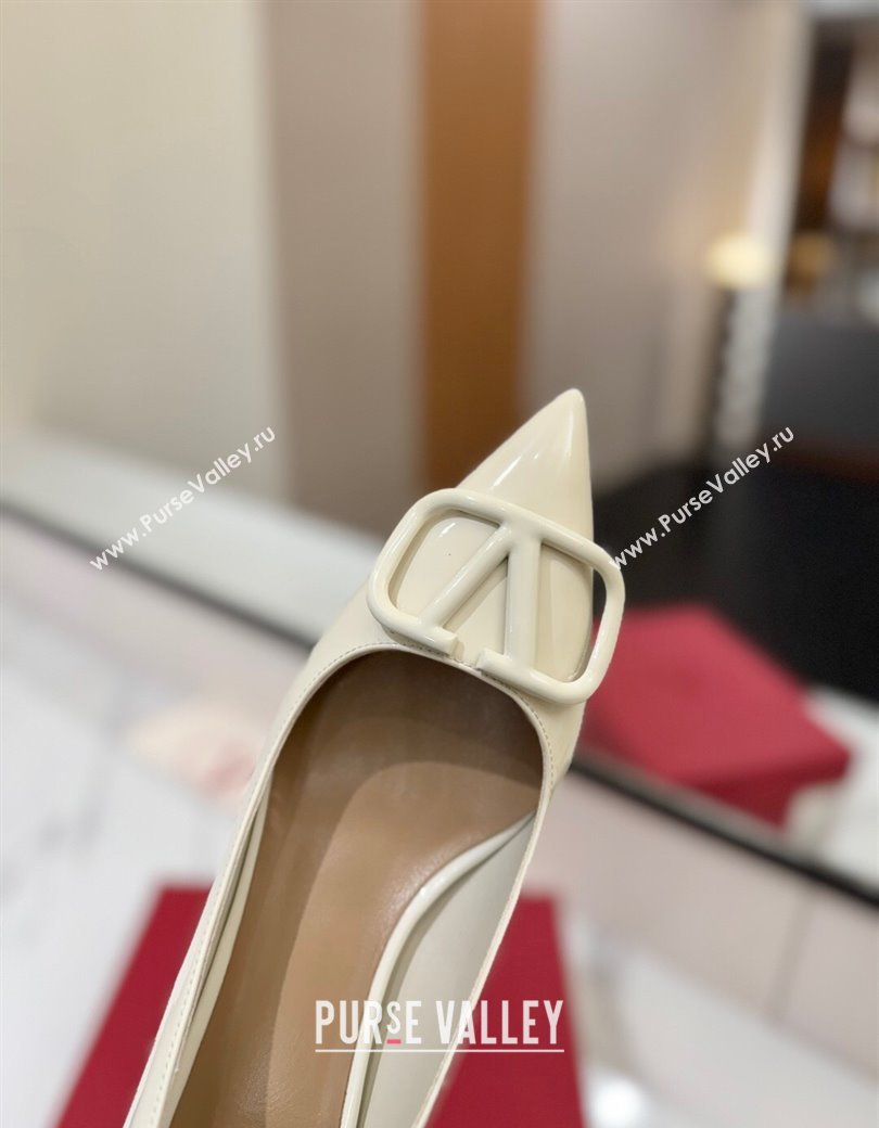 Valentino VLogo Signature Pumps 4.5cm in Patent Calfskin White 2025 VA082104 (MD-250821038)