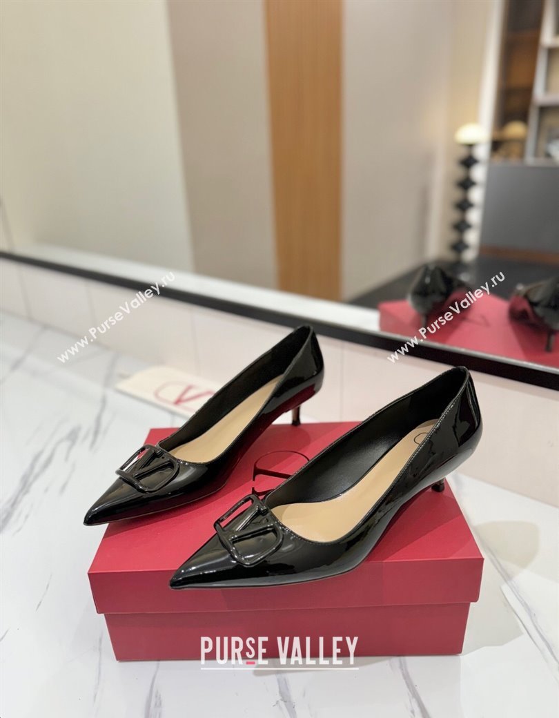 Valentino VLogo Signature Pumps 4.5cm in Patent Calfskin Black 2025 VA082104 (MD-250821039)