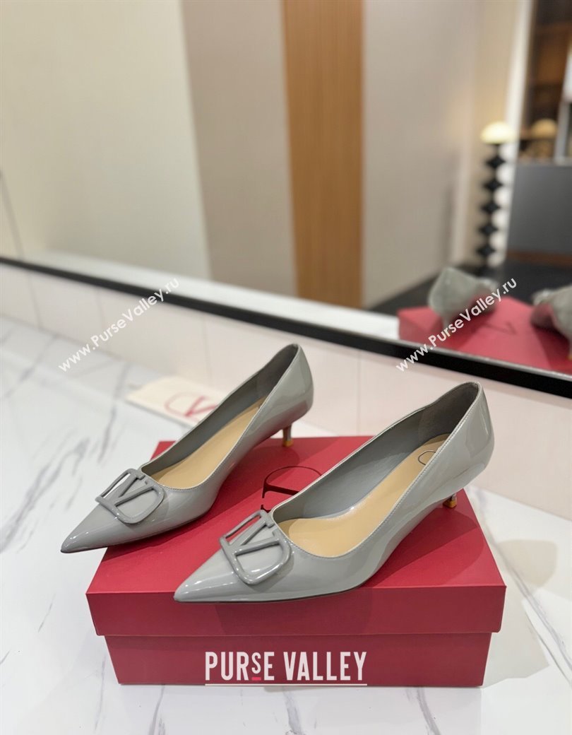 Valentino VLogo Signature Pumps 4.5cm in Patent Calfskin Grey 2025 VA082104 (MD-250821040)