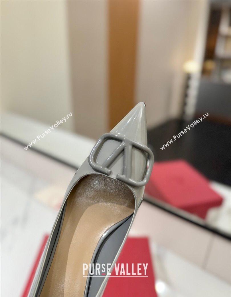 Valentino VLogo Signature Pumps 4.5cm in Patent Calfskin Grey 2025 VA082104 (MD-250821040)