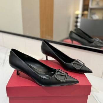 Valentino VLogo Signature Pumps 4.5cm in Calfskin Leather All Black 2025 VA082104 (MD-250821042)