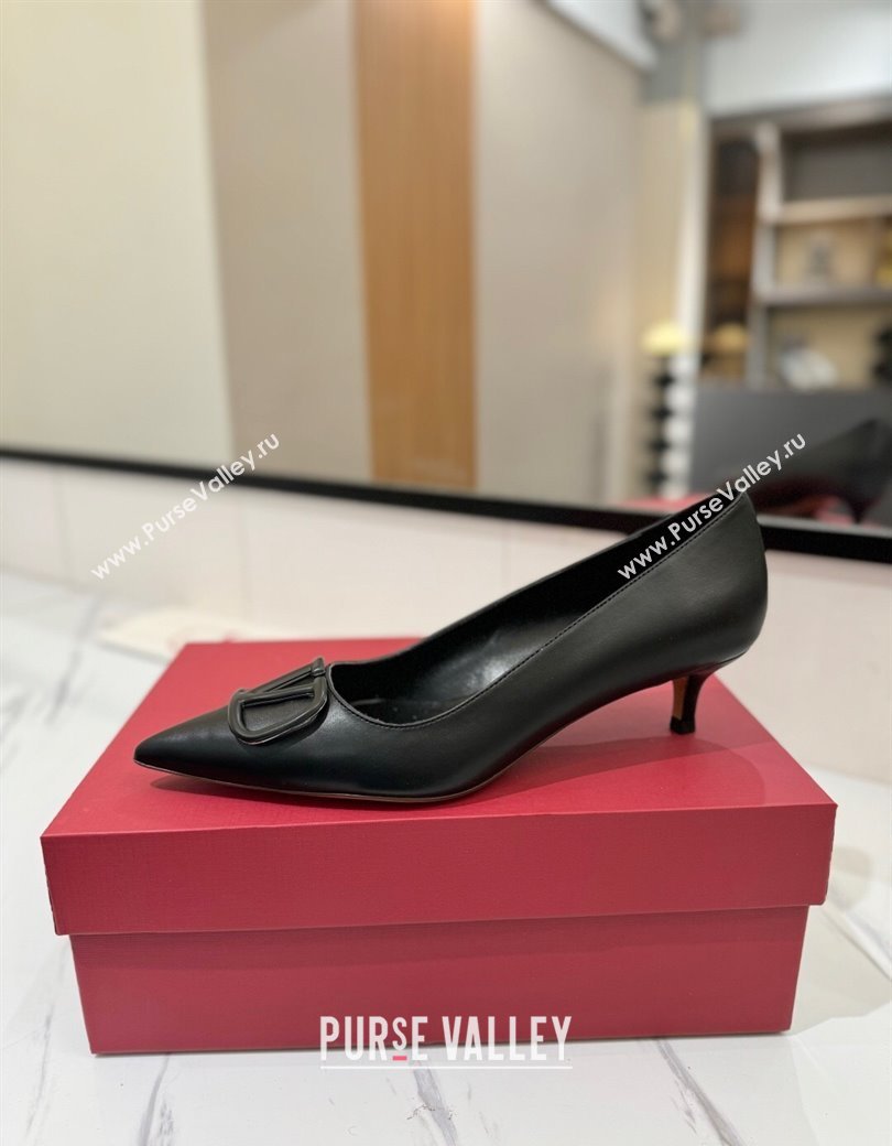 Valentino VLogo Signature Pumps 4.5cm in Calfskin Leather All Black 2025 VA082104 (MD-250821042)