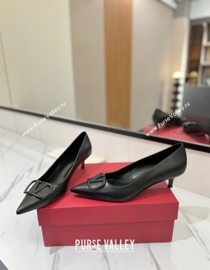 Valentino VLogo Signature Pumps 4.5cm in Calfskin Leather All Black 2025 VA082104 (MD-250821042)