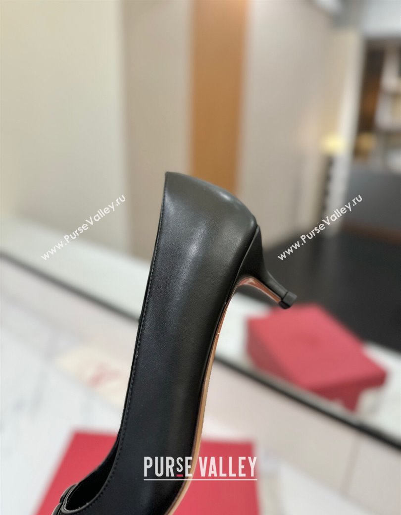 Valentino VLogo Signature Pumps 4.5cm in Calfskin Leather All Black 2025 VA082104 (MD-250821042)
