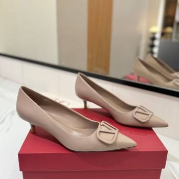 Valentino VLogo Signature Pumps 4.5cm in Calfskin Leather All Dusty Beige 2025 VA082104 (MD-250821043)