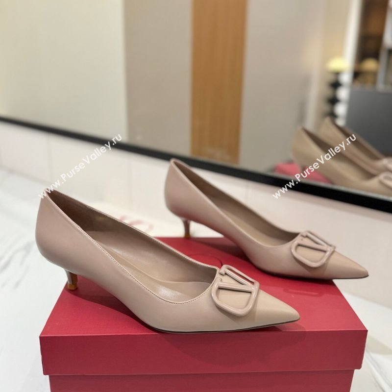 Valentino VLogo Signature Pumps 4.5cm in Calfskin Leather All Dusty Beige 2025 VA082104 (MD-250821043)