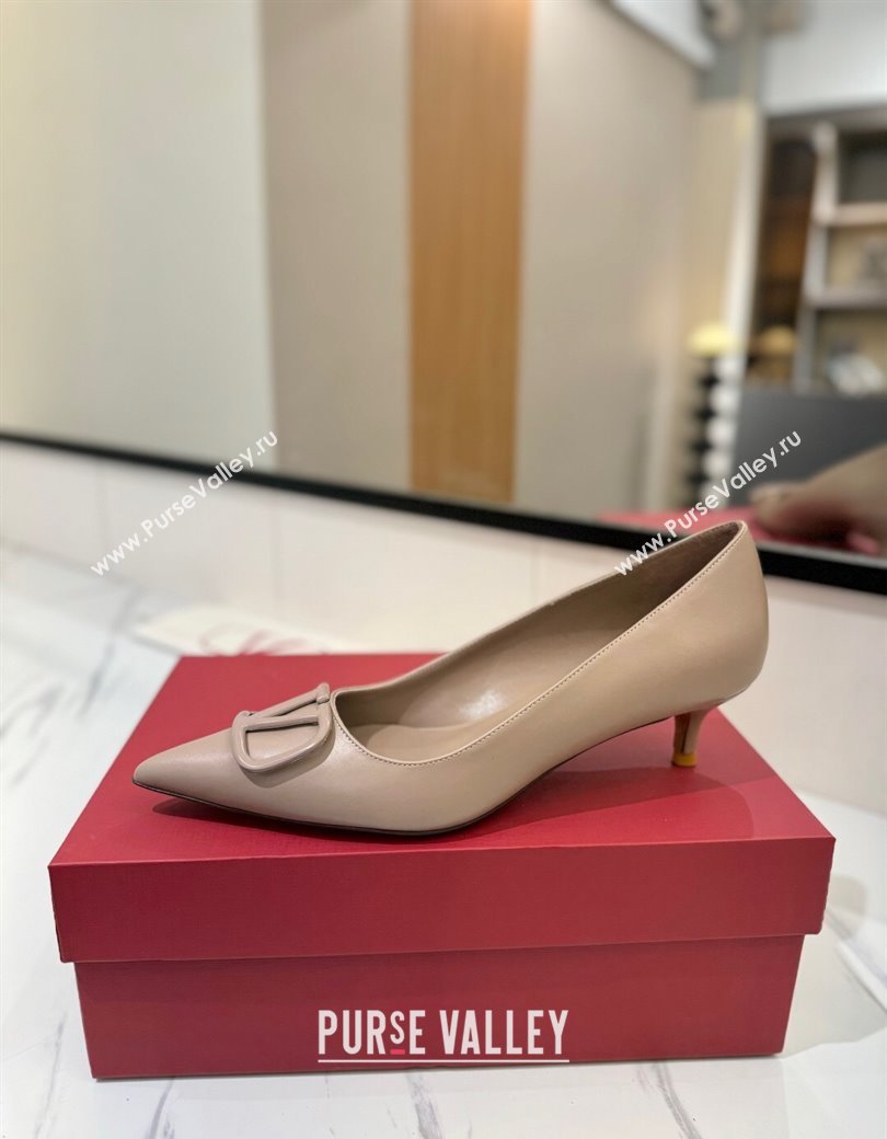 Valentino VLogo Signature Pumps 4.5cm in Calfskin Leather All Dusty Beige 2025 VA082104 (MD-250821043)