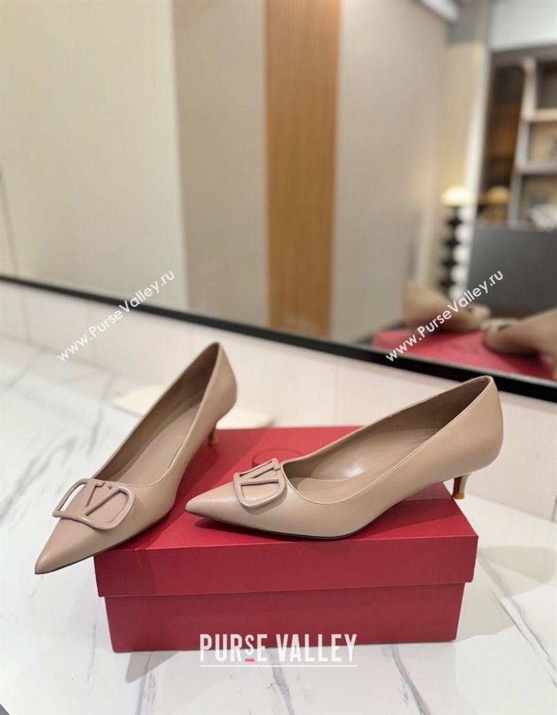 Valentino VLogo Signature Pumps 4.5cm in Calfskin Leather All Dusty Beige 2025 VA082104 (MD-250821043)