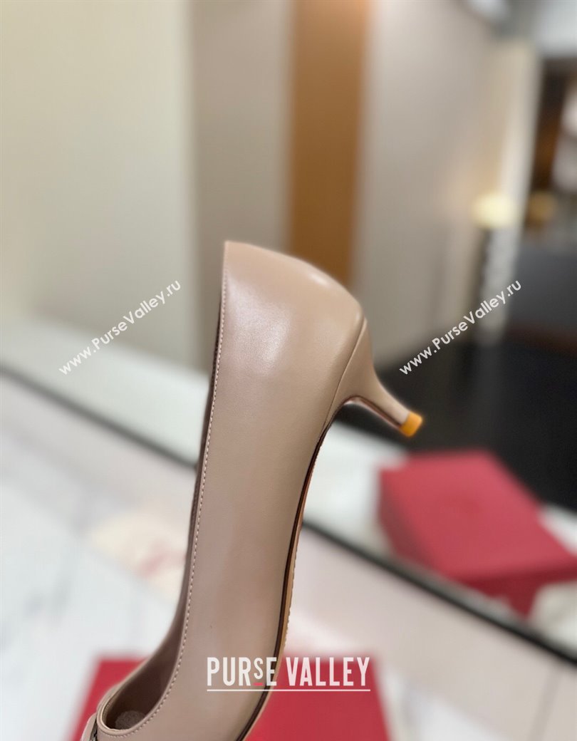 Valentino VLogo Signature Pumps 4.5cm in Calfskin Leather All Dusty Beige 2025 VA082104 (MD-250821043)