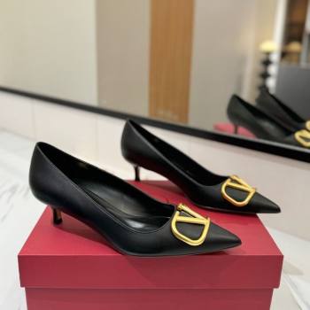 Valentino VLogo Signature Pumps 4.5cm in Calfskin Leather Black/Gold 2025 VA082104 (MD-250821044)