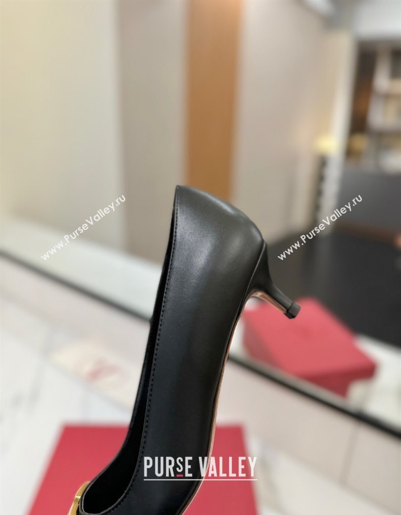 Valentino VLogo Signature Pumps 4.5cm in Calfskin Leather Black/Gold 2025 VA082104 (MD-250821044)