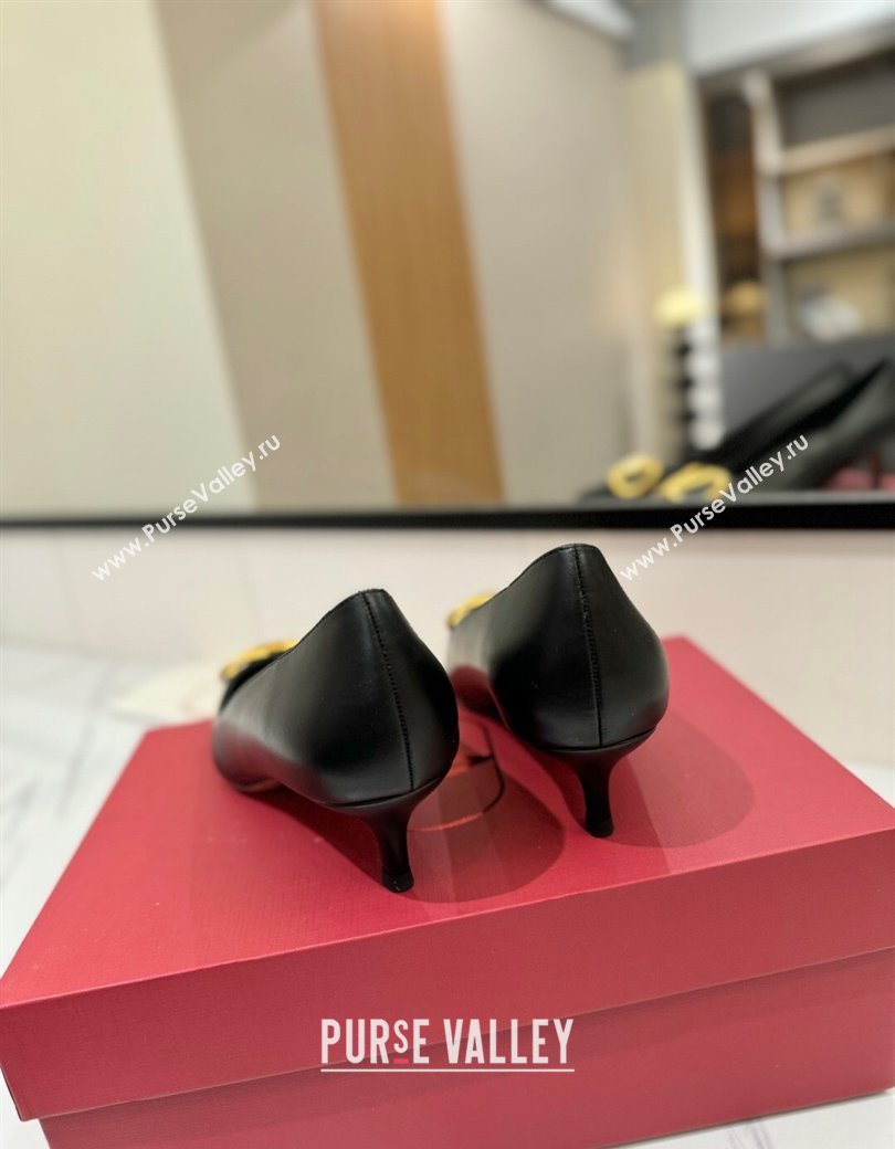 Valentino VLogo Signature Pumps 4.5cm in Calfskin Leather Black/Gold 2025 VA082104 (MD-250821044)