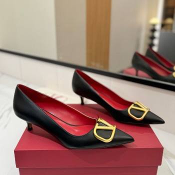 Valentino VLogo Signature Pumps 4.5cm in Calfskin Leather Black2 2025 VA082104 (MD-250821045)
