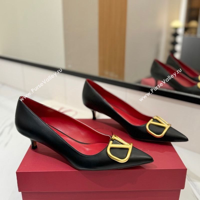 Valentino VLogo Signature Pumps 4.5cm in Calfskin Leather Black2 2025 VA082104 (MD-250821045)