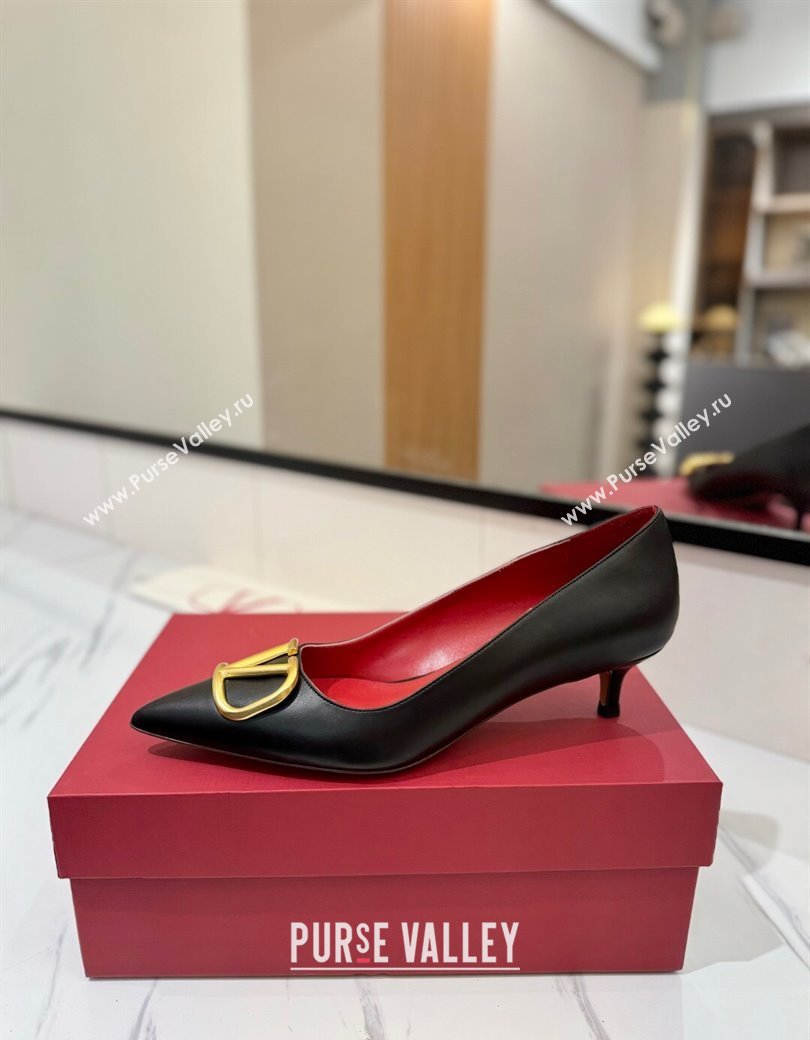 Valentino VLogo Signature Pumps 4.5cm in Calfskin Leather Black2 2025 VA082104 (MD-250821045)