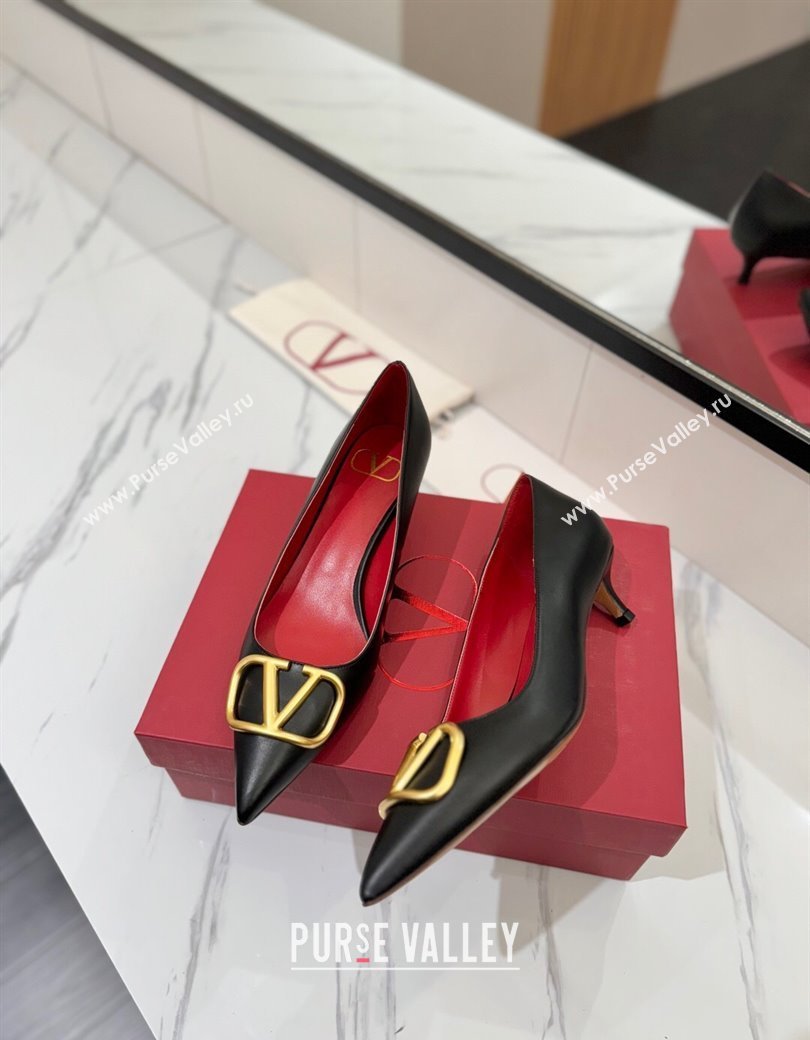 Valentino VLogo Signature Pumps 4.5cm in Calfskin Leather Black2 2025 VA082104 (MD-250821045)