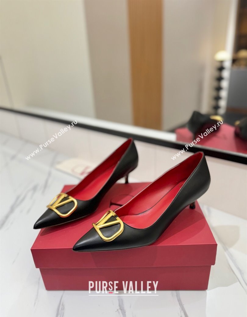 Valentino VLogo Signature Pumps 4.5cm in Calfskin Leather Black2 2025 VA082104 (MD-250821045)