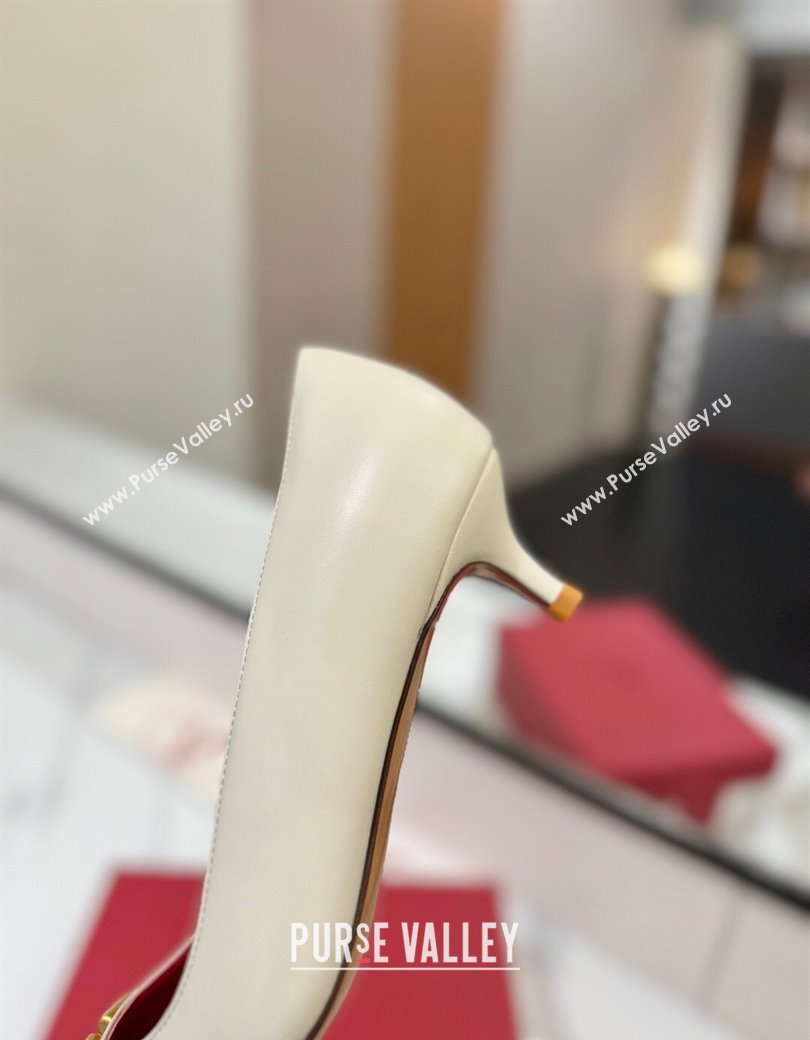 Valentino VLogo Signature Pumps 4.5cm in Calfskin Leather White/Gold 2025 VA082104 (MD-250821046)
