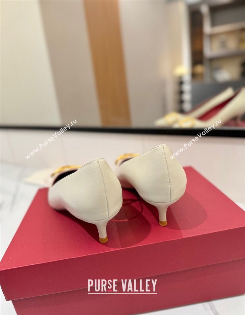 Valentino VLogo Signature Pumps 4.5cm in Calfskin Leather White/Gold 2025 VA082104 (MD-250821046)