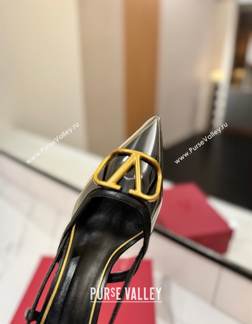Valentino VLogo Signature Slingback Pumps 8cm in PVC and Calfskin Black 2025 VA082105 (MD-250821050)