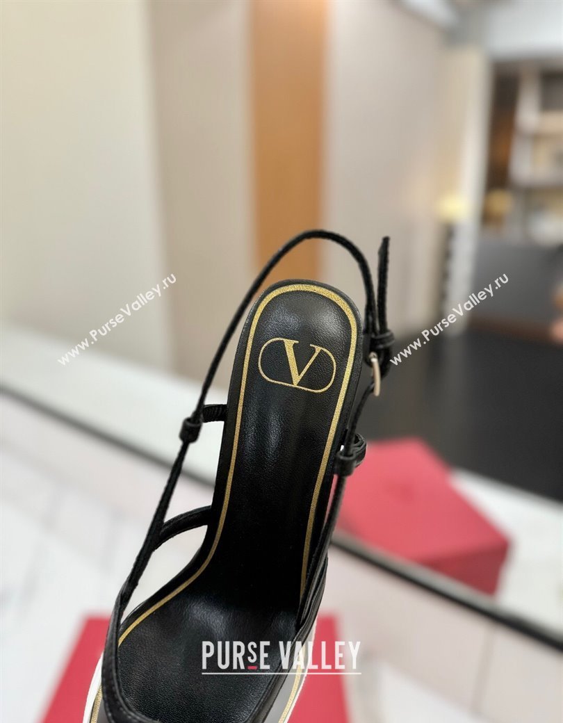 Valentino VLogo Signature Slingback Pumps 8cm in PVC and Calfskin Black 2025 VA082105 (MD-250821050)
