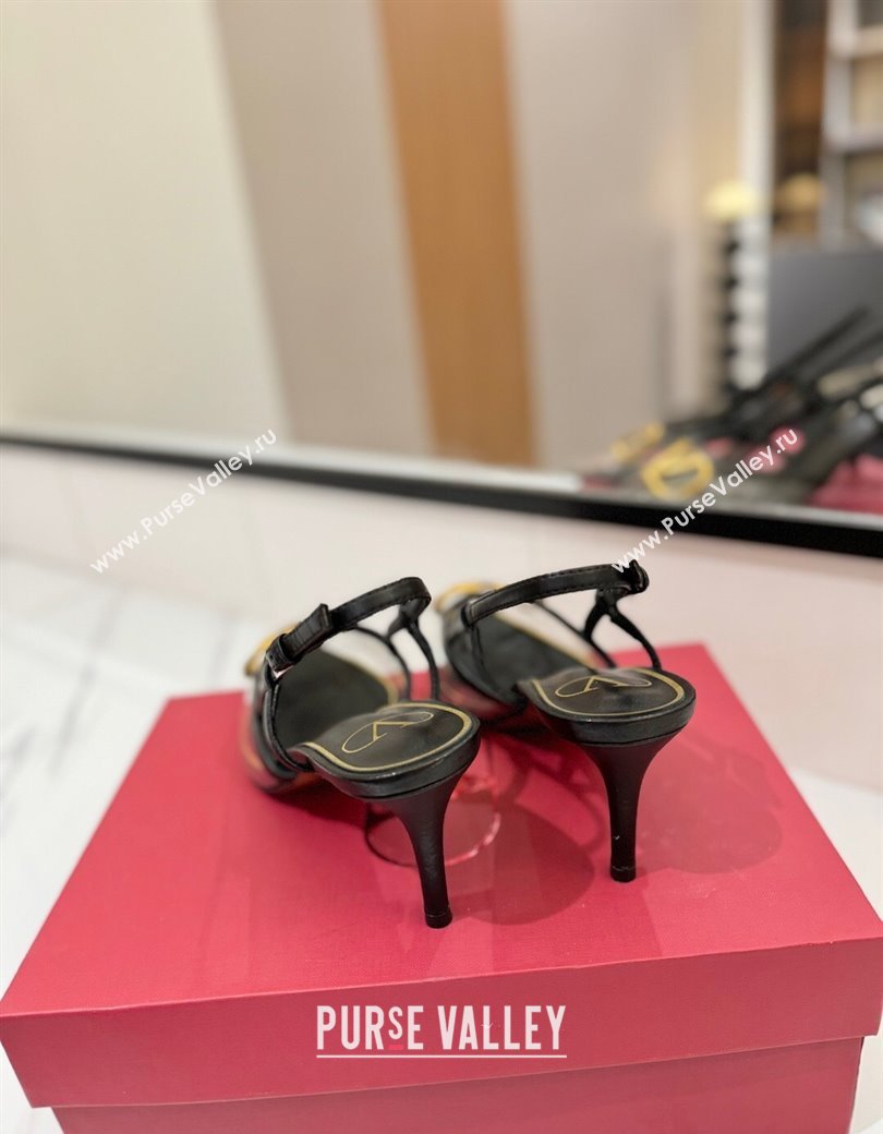 Valentino VLogo Signature Slingback Pumps 8cm in PVC and Calfskin Black 2025 VA082105 (MD-250821050)
