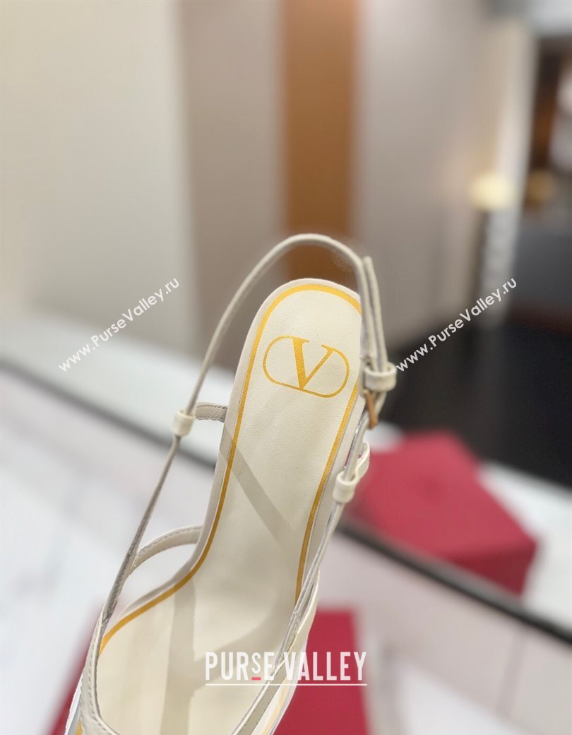 Valentino VLogo Signature Slingback Pumps 8cm in PVC and Calfskin White 2025 VA082105 (MD-250821051)