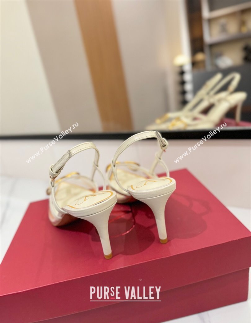 Valentino VLogo Signature Slingback Pumps 8cm in PVC and Calfskin White 2025 VA082105 (MD-250821051)